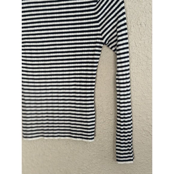 Abercrombie & Fitch Black White Striped Ribbed Turtleneck Small Y2K Preppy - Picture 3 of 8